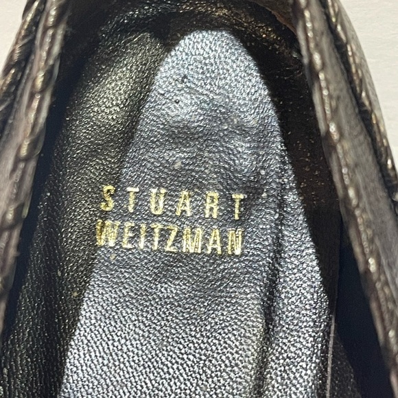 STUART WEITZMAN PEWTER KITTEN HEEL SQUARE TOE LOAFERS SZ 10 M EUC - Picture 12 of 12